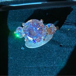 Elegant 10k GF Costume Ring with Clear Dazzling stones